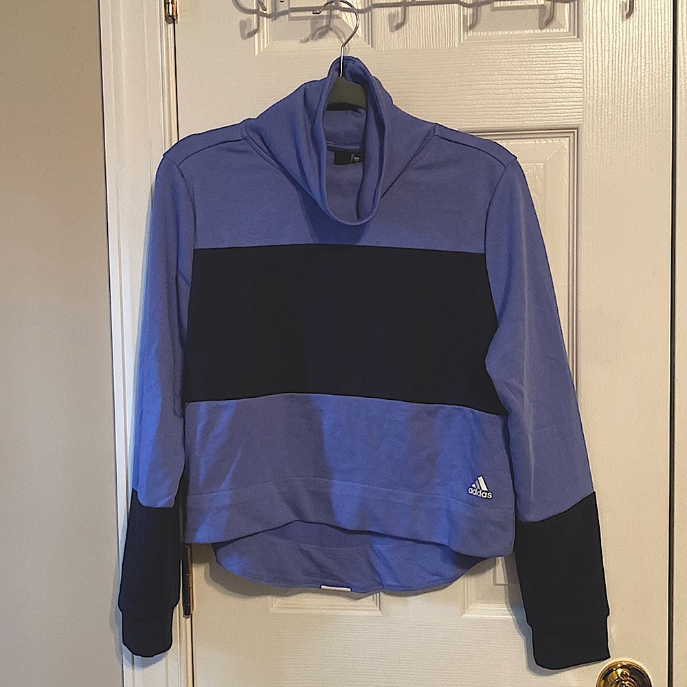 Adidas pullover. Size M/12-14 girls. Periwinkle/black. Like new condition